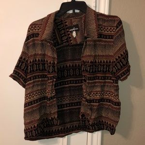 Tribal print short sleeved blouse